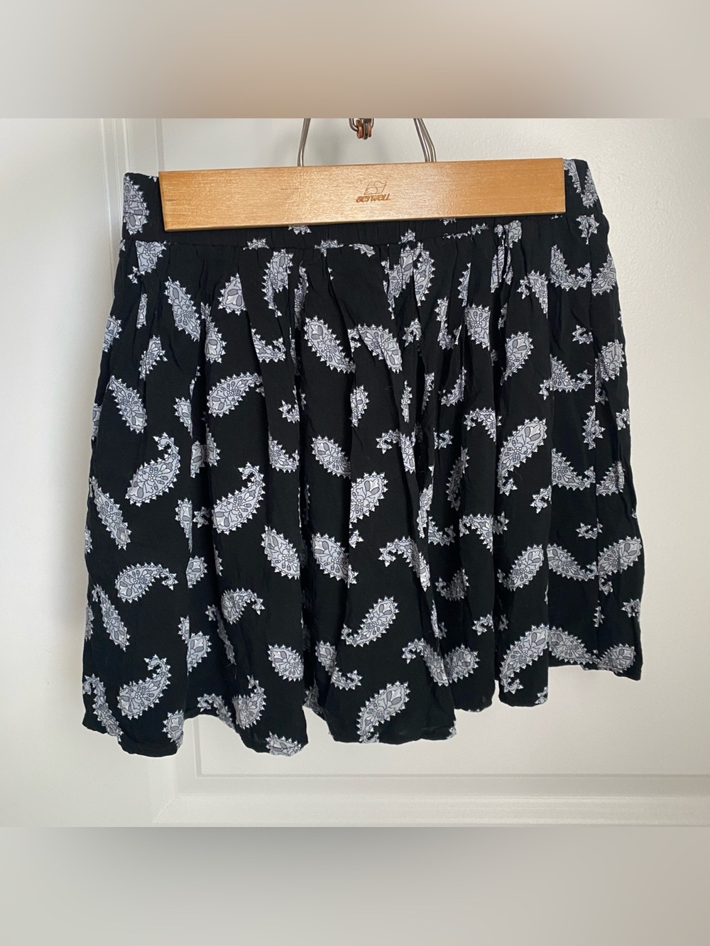 Brandy Melville Black Skirt with White Paisley Print